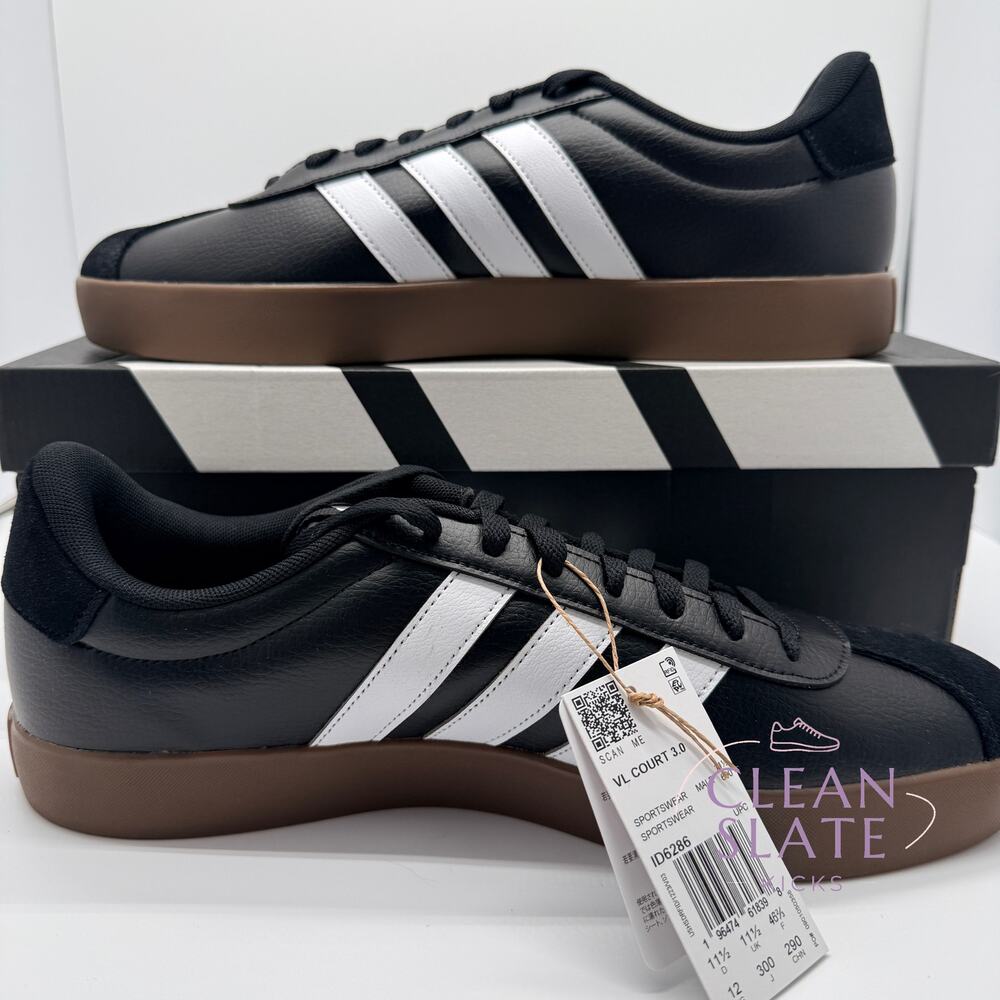 Adidas VL Court 3.0 ID6286 Black Gum Men's 12 NIB